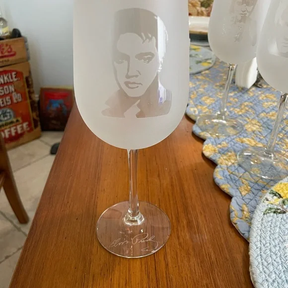 4 stages of Elvis red wine glasses